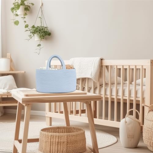 JUNBOLE Diaper Caddy Organizer with Cotton Rope and Removable Dividers