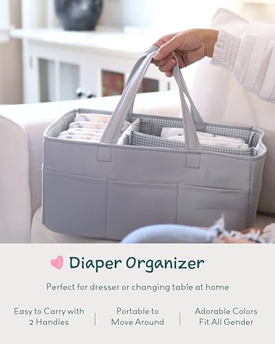 Lily Miles Diaper Caddy with 8 Pockets Wipeable Durable