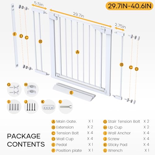 Cumbor 297-406 Inch Durable Baby Gate for Stairs