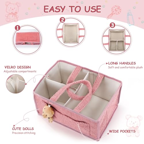 Teenyyou 2 Pcs Diaper Caddy Organizer Set with Doll Ornament