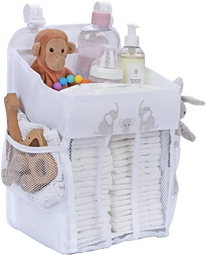 CRADLE STAR Hanging Diaper Caddy Organizer - 50 Diapers 17x9x9 Inches White
