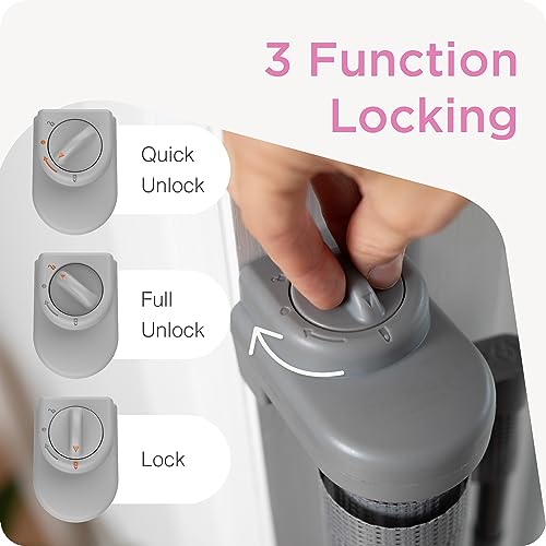 Retractable Baby Gate with 3-Way Locking - Gray