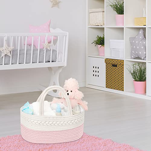Maliton Diaper Caddy for Baby Girl - Cotton Rope Organizer