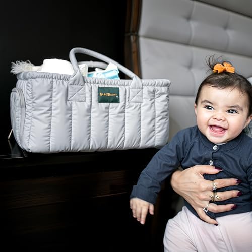 Large Diaper Caddy Organizer with Handle Gray 1