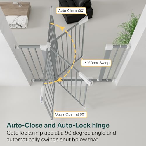 Cumbor 297-46 Inch Baby Gate for Stairs and Doors