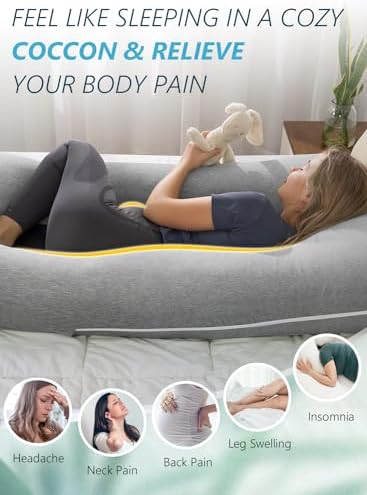 Meiz Cooling Maternity Pillow Grey 55 Inch U Shaped