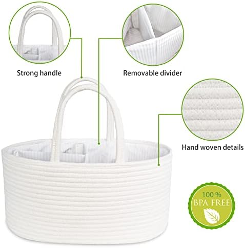 ABenkle Baby Diaper Caddy with Cotton Rope Basket