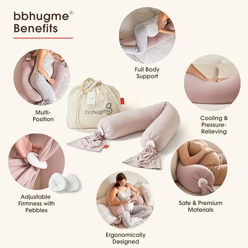 bbhugme Adjustable Pregnancy Pillow - Dusty Pink