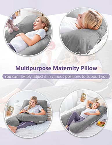 Meiz U Shaped Pregnancy Pillow with Removable Velvet Cover
