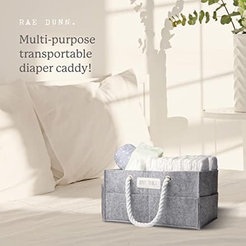 Rae Dunn Diaper Caddy Organizer Small Grey Felt