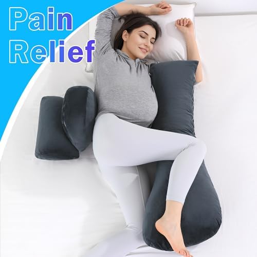 HOMBYS Shredded Memory Foam J-Shaped Pregnancy Pillow