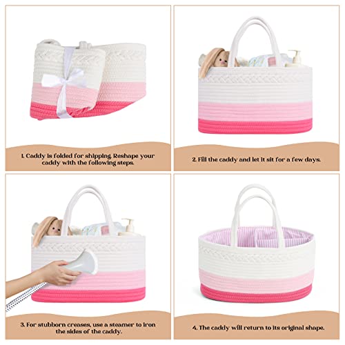 Baby Diaper Caddy Organizer - Pink