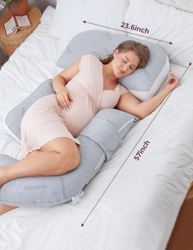 Momcozy G-Shape Pregnancy Pillow with Air Layer Cover
