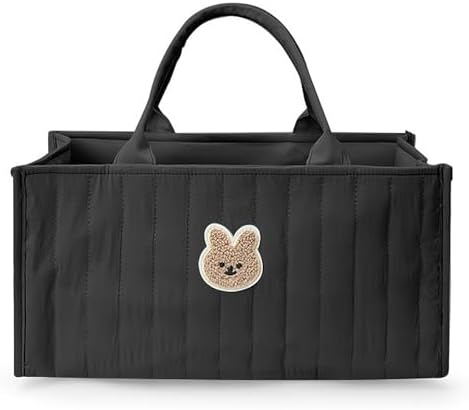 Baby Diaper Caddy Organizer with Handles - Black