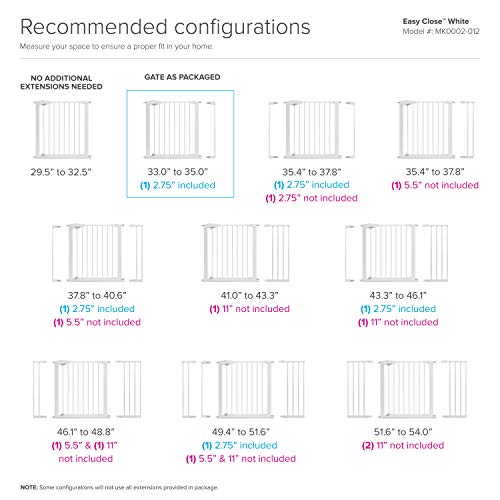 Munchkin Easy Close Pressure Mounted Baby Gate White 35x295 Inch