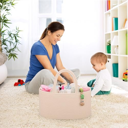 COMSE 2 Pack Baby Diaper Caddy Organizer with Dividers 1