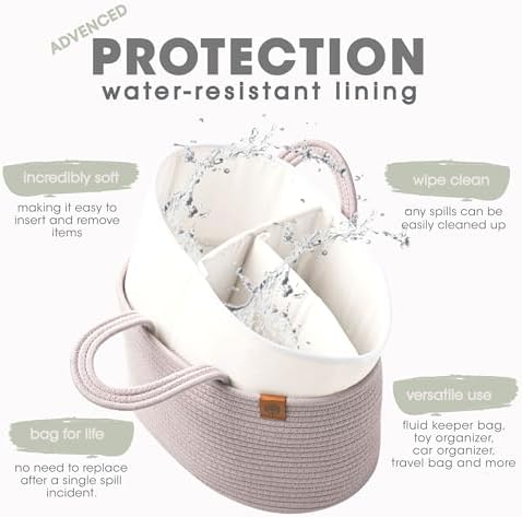JJOO 2-in-1 Diaper Caddy Organizer with Water-Resistant Lining