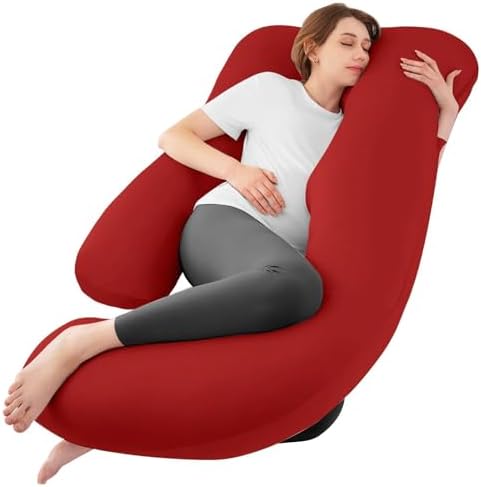 Sasttie Red Pregnancy Pillow with Cooling Cover