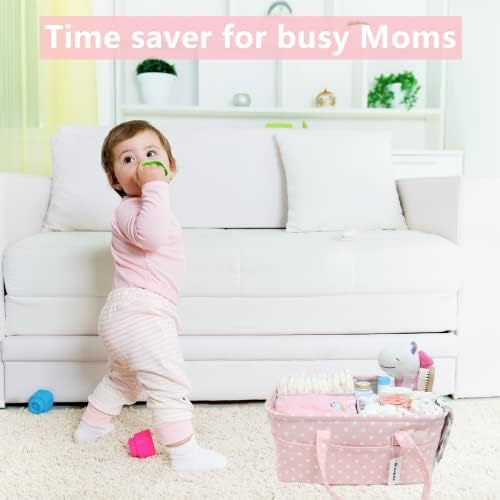 QiANBiRD Pink Diaper Caddy Organizer for Baby Girl