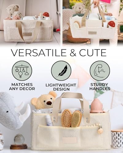 Toodly Baby Diaper Caddy Organizer with Changing Mat and Burp Cloth