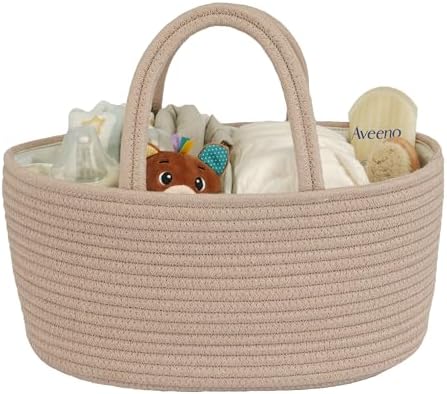 JUNBOLE Diaper Caddy Organizer Cotton Rope Baby Basket