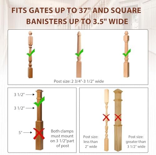 Salcod 1 Pcs No Hole Banister Gate Mounting Kit