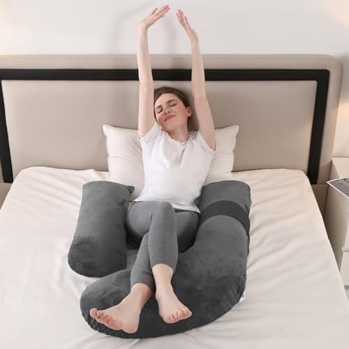 Anfrandce Pregnancy Pillow with Adjustable Support Grey