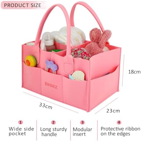BHMZ Baby Diaper Caddy Organizer - Pink 1