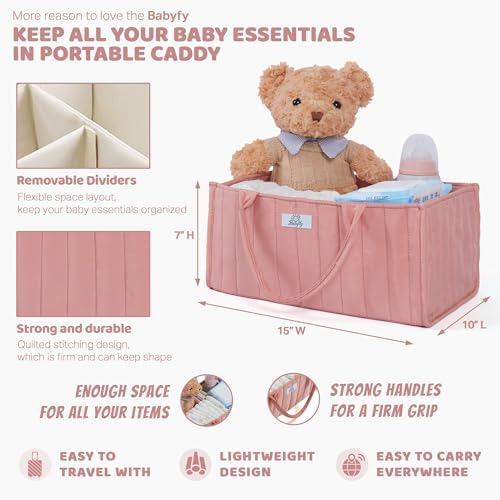 Babyfy Diaper Caddy Organizer Blush Pink