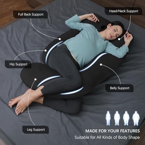 MOON PARK Full Body Pregnancy Pillow - U Shaped with Removable Cover