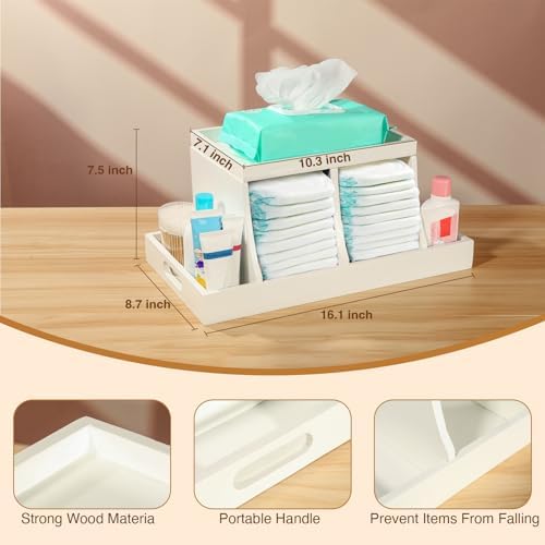 Three Colors Diaper Organizer with Wood Accents