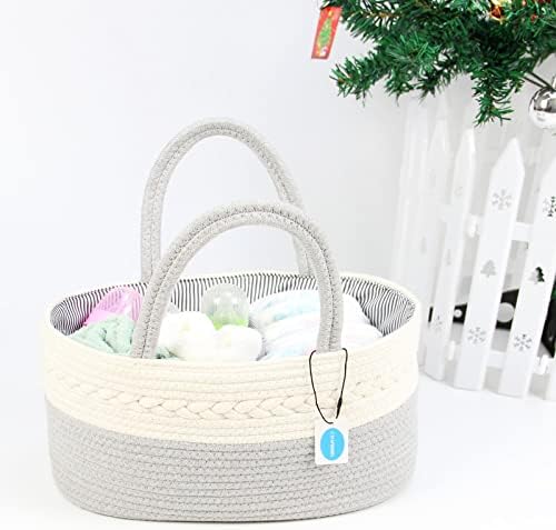 Casaphoria Caddy Organizer - Cream Gray 145 Inch Cotton Basket