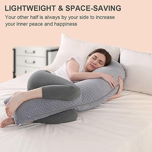 Vivixilan J-Shaped Pregnancy Pillow for Full Body Support Gray