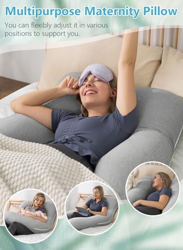Meiz Cooling Maternity Pillow Grey 55 Inch U Shaped