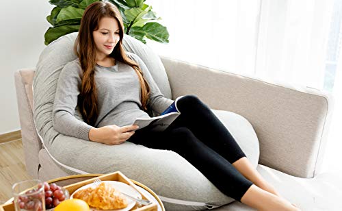 INSEN Pregnancy Pillow with Grey Jersey Cover