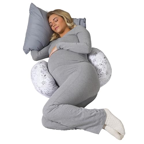 Boppy Side Sleeper Pregnancy Pillow Gray Falling Leaves 1