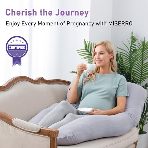 MISERRO Cooling Pregnancy Pillow with Bamboo Rayon Cotton Blend