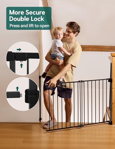 Babelio Stair Door Baby Gate No Bottom Bar 30 Tall Black