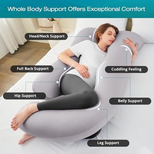 ZZZhen G Shaped Pregnancy Pillow - 56 Inch Support Back Hips Legs