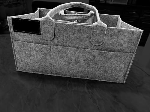 Baby Diaper Caddy with Handles - Gray 5 Compartment Organizer