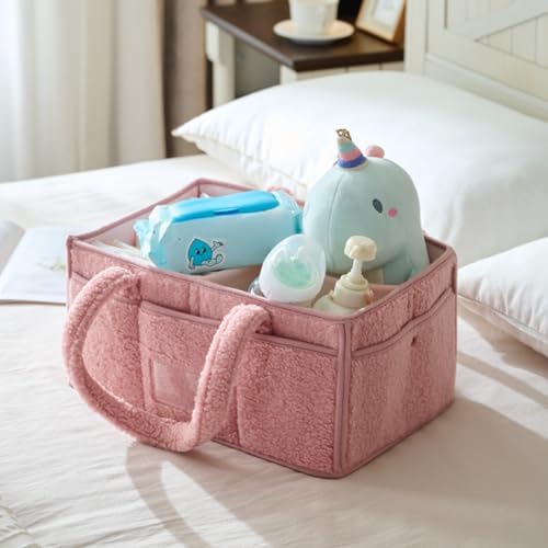 Luxury Little Baby Diaper Caddy Organizer Pink