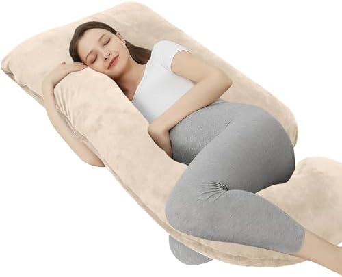 Stone Black Home Pregnancy Pillow - Oat Beige