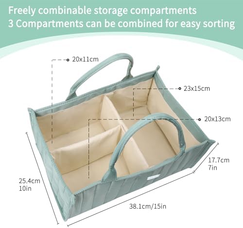 ChicMoments Baby Diaper Caddy Organizer - Matcha Green