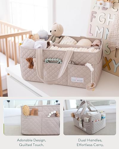 Lily Miles Baby Diaper Caddy Organizer - Soft Sand