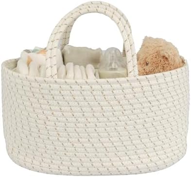 JUNBOLE Diaper Caddy Organizer Cotton Rope Portable Tote Bag