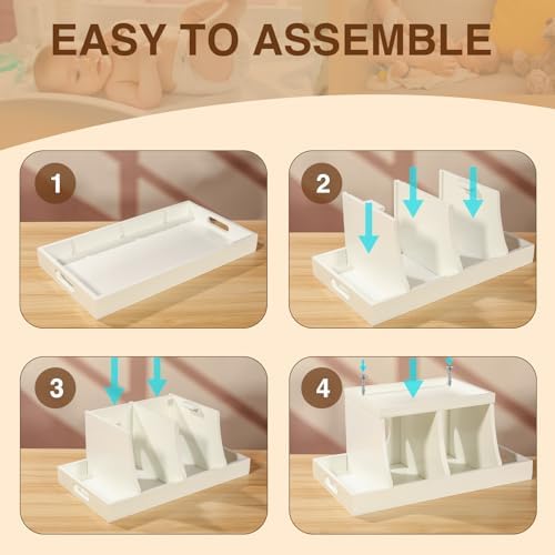 Three Colors Diaper Organizer with Wood Accents
