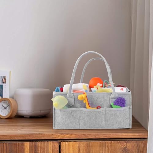 PHILORN Diaper Caddy Organizer with Handle Gray