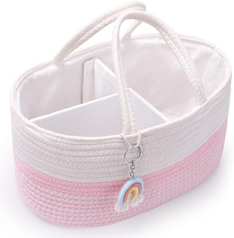 Skycase Cotton Rope Diaper Caddy Organizer Pink