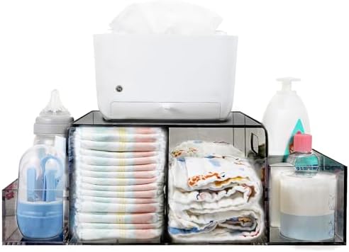 Nanyezh Acrylic Diaper Caddy with 4 Compartments
