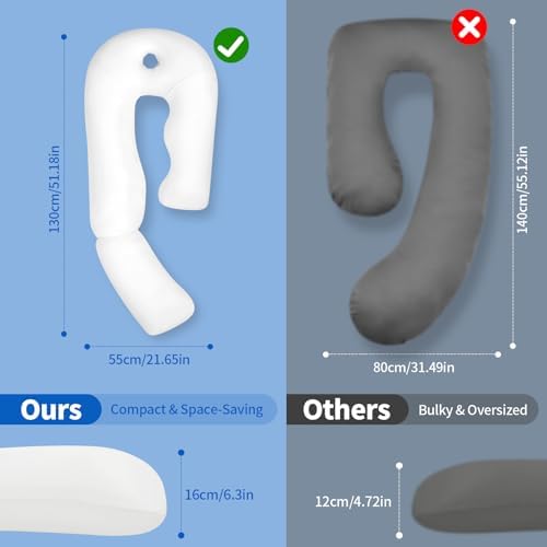 Pozico Pregnancy Pillow with Ear Piercing U-Shaped 51 Inch